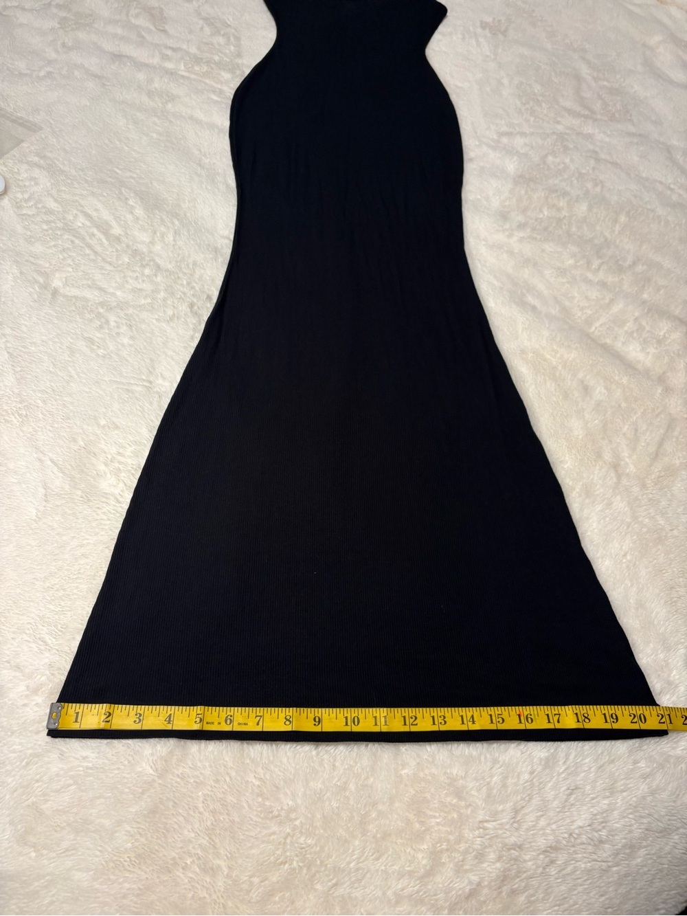 Skims Lounge Petite Long Slip Dress Onyx Black Stretch Maxi Size Small NWT - Picture 7 of 11